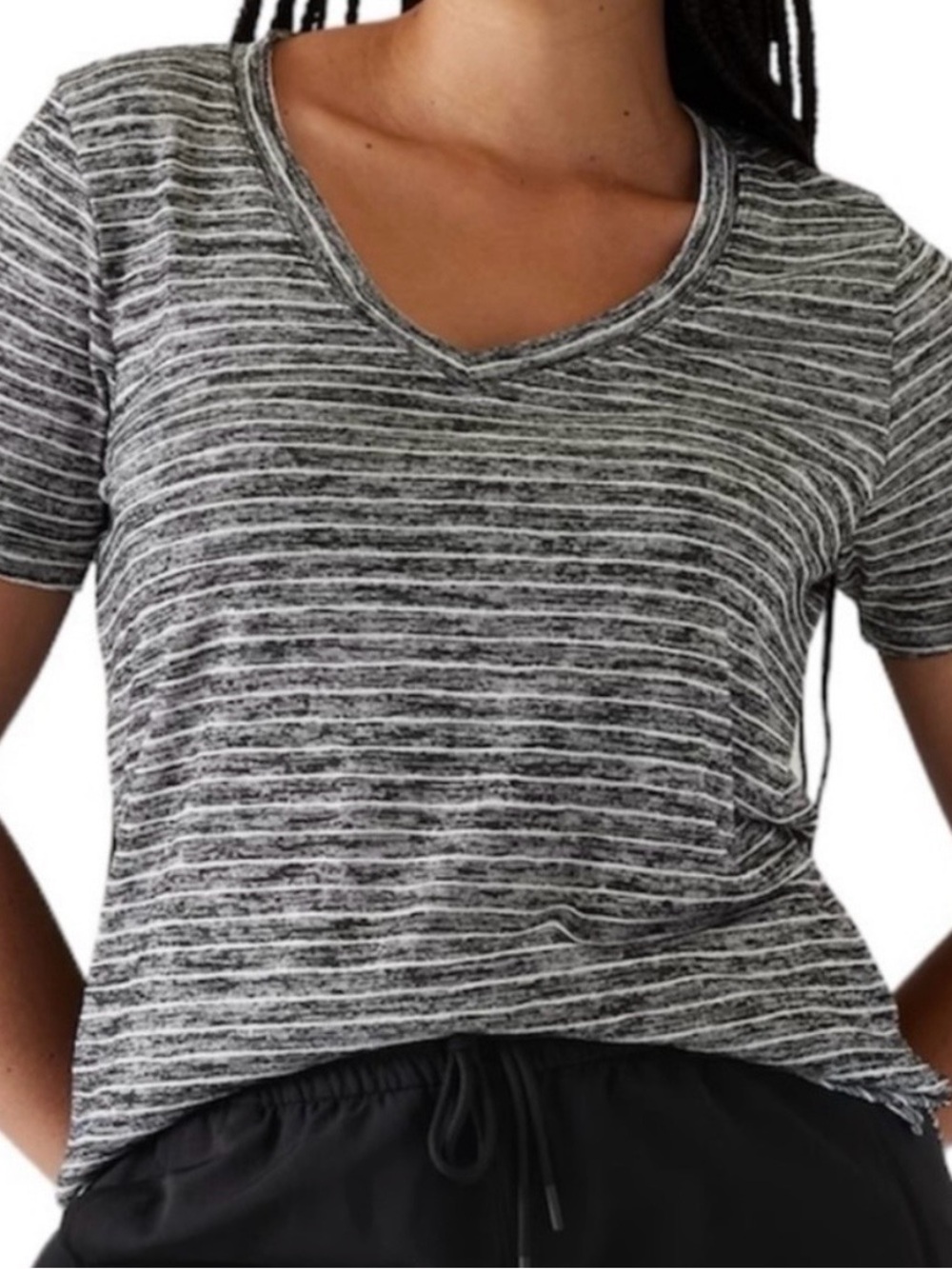 Athleta - Breezy V-Neck - Striped - Medium